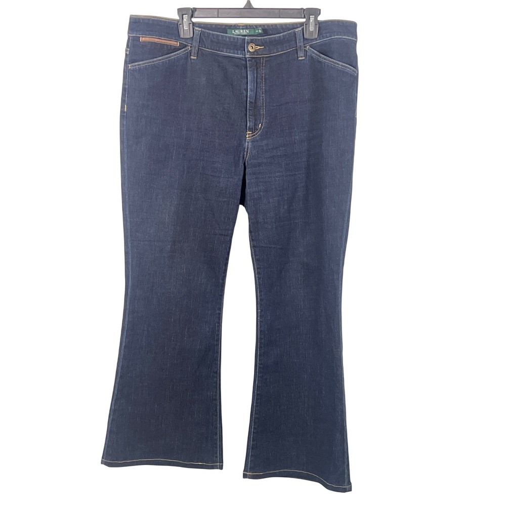 Lauren Ralph Lauren Womens‎ Dark Blue Flare High Rise Denim Jeans Preppy 16